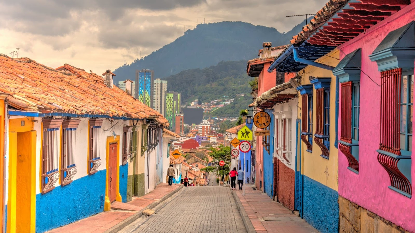 Colorful homes and views of the city and mountains