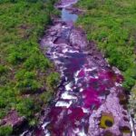 Rainbow River In Colombia drone view