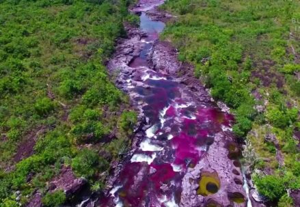 Rainbow River In Colombia drone view