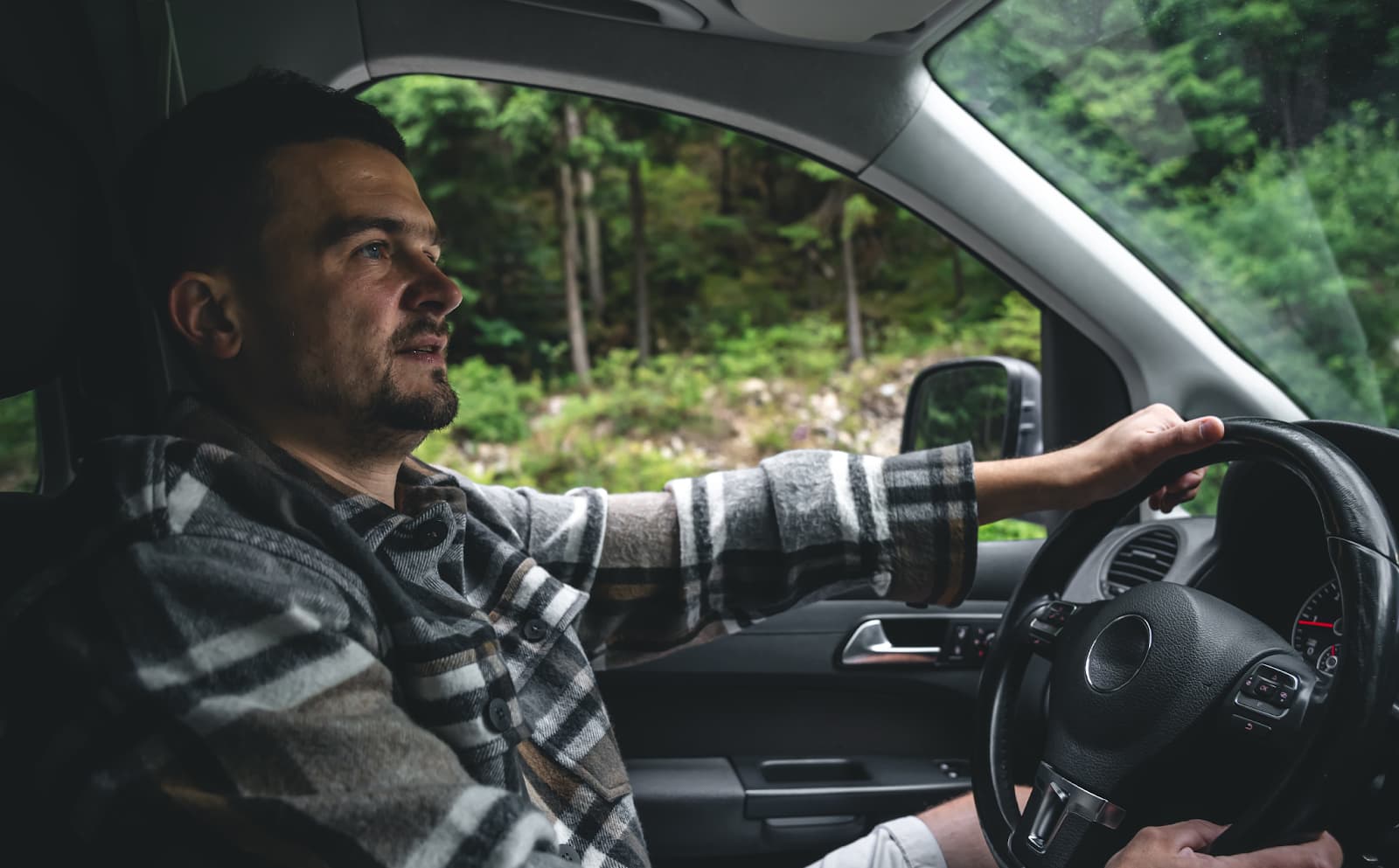 Man driving a car